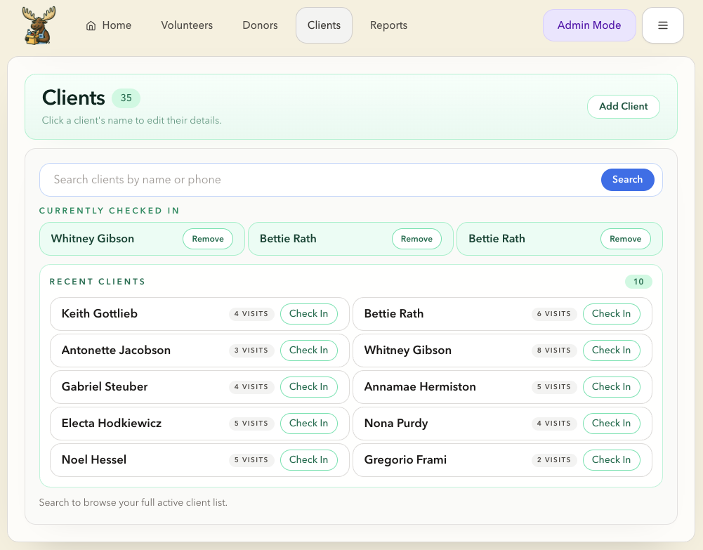 Client check-in and visit tracking