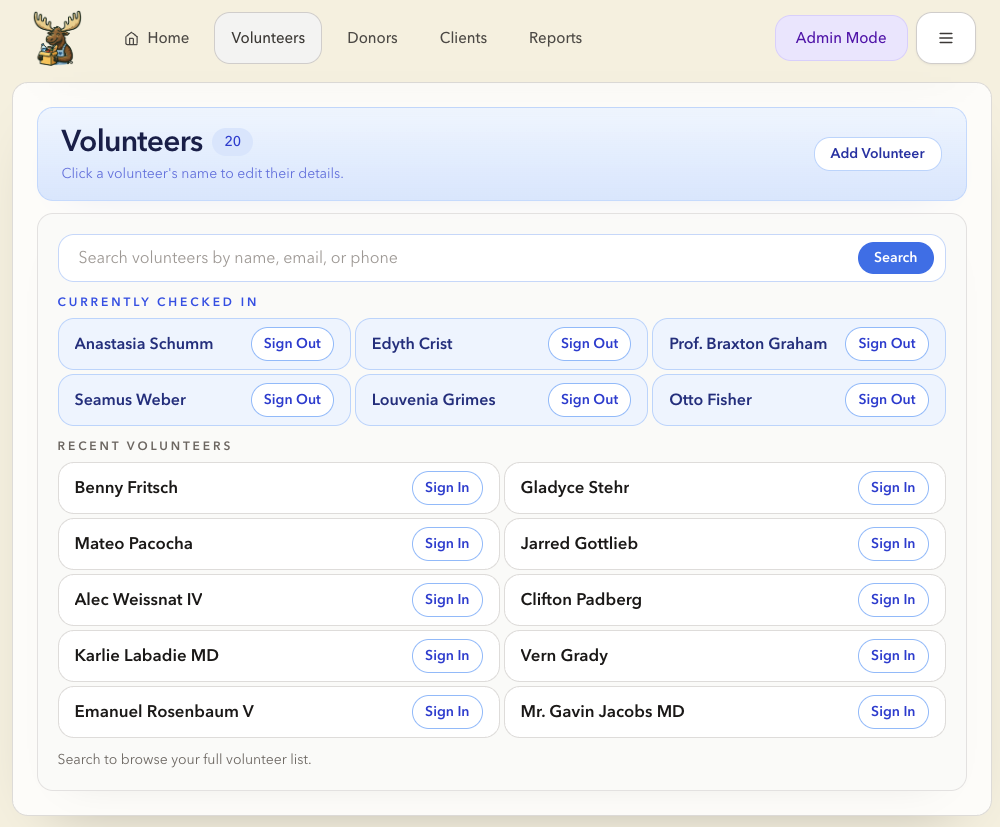 Volunteer sign-in and tracking